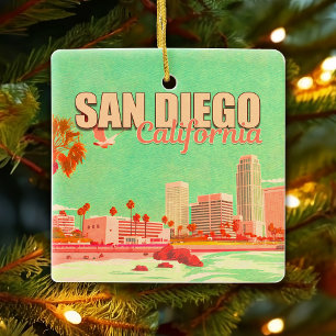 San Diego California Downtown-Souvenirs 1950er Jah Keramikornament