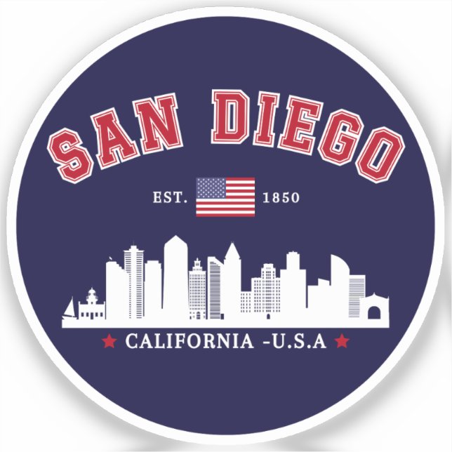 San Diego California Modern City Aufkleber (Vorderseite)