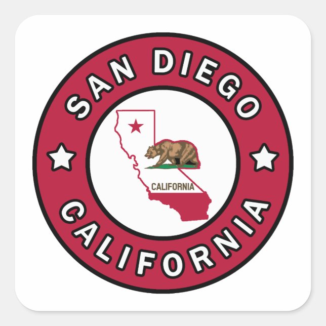 San Diego California Quadratischer Aufkleber (Vorderseite)