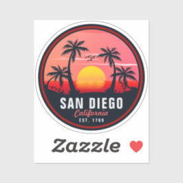 San Diego California Retro Sunset Souvenirs 60er Aufkleber