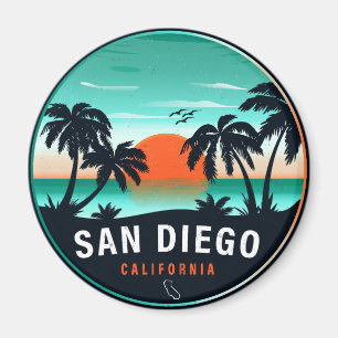 San Diego California Retro Sunset Souvenirs 80er Magnet