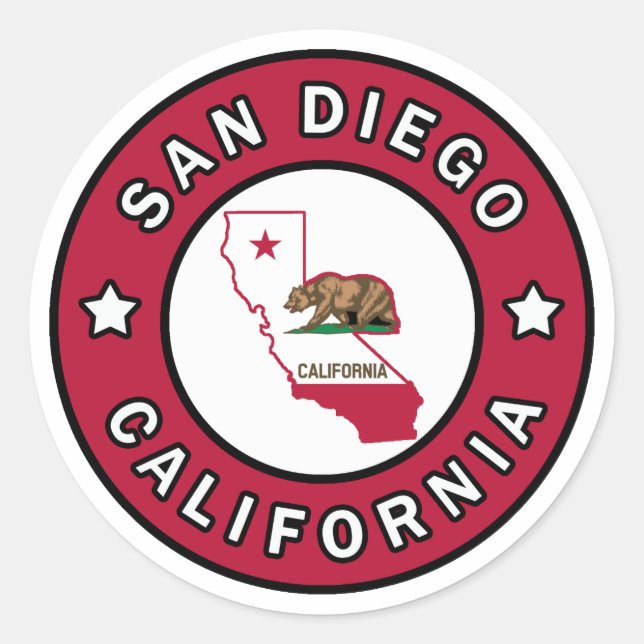 San Diego California Runder Aufkleber (Vorderseite)