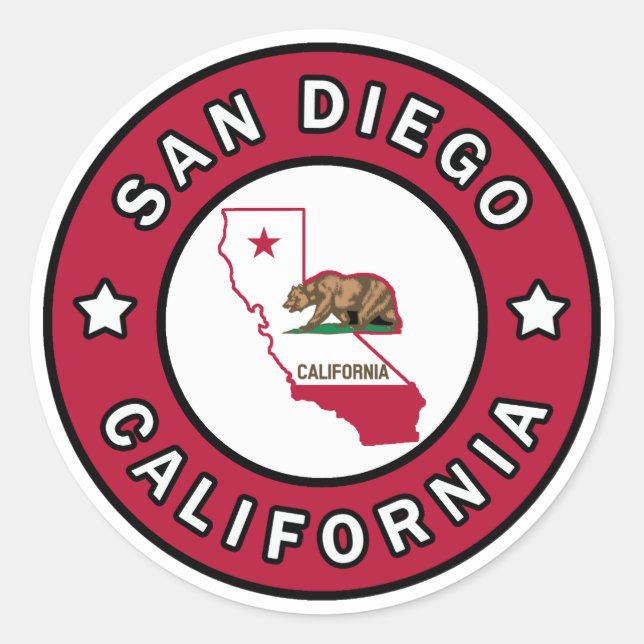 San Diego California Runder Aufkleber (Vorderseite)