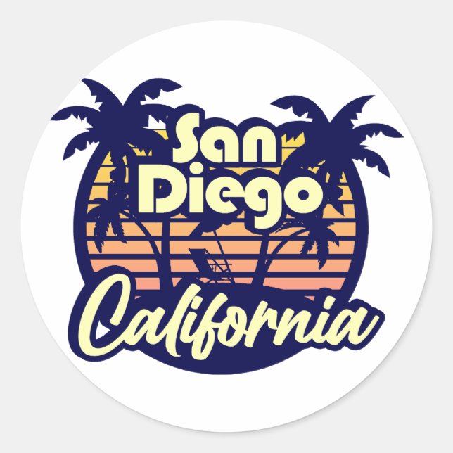 San Diego California Runder Aufkleber (Vorderseite)
