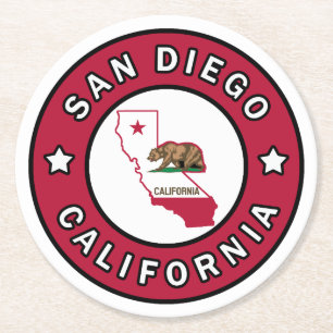 San Diego California Runder Pappuntersetzer