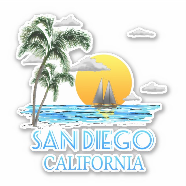 San Diego California Sailing Aufkleber (Vorderseite)