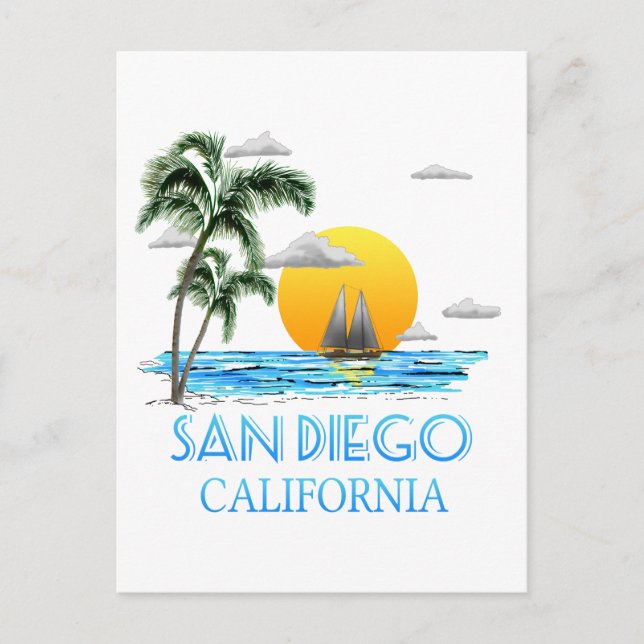 San Diego California Sailing Postkarte (Vorderseite)