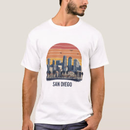 San Diego California Skyline Modern Citycape Art T-Shirt
