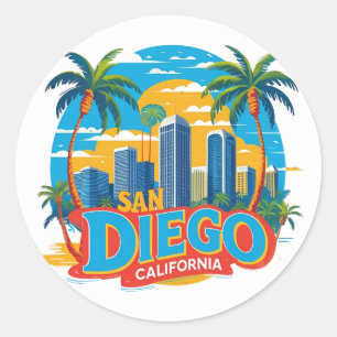 San Diego California Skyline–Moderne Stadtlandscha Runder Aufkleber