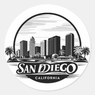 San Diego California Skyline–Moderne Stadtlandscha Runder Aufkleber