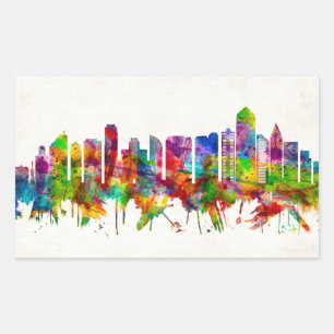 San Diego California Skyline Rechteckiger Aufkleber
