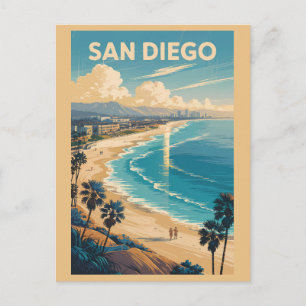 San Diego California Skyline Reisen Vintag Postkarte