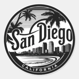 San Diego California Stadtansicht Runder Aufkleber