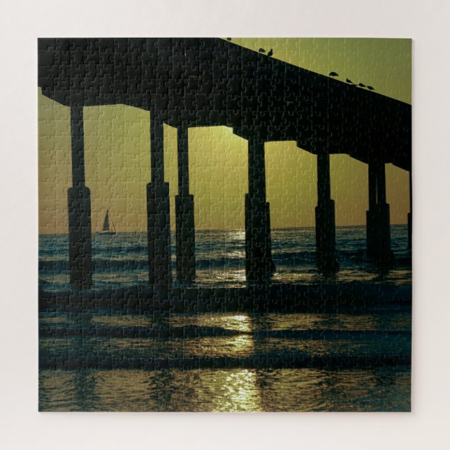 San Diego California Sunset Ocean Beach Pier (Vertikal)