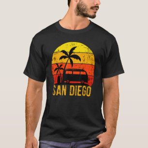 San Diego California Sunset Retro Palm Tree Beach T-Shirt