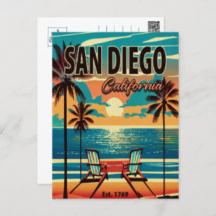 San Diego California Sunset Souvenirs 1950s Postkarte