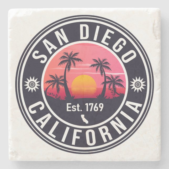 San Diego California Sunset Vacation Souvenirs 60e Steinuntersetzer (Vorderseite)
