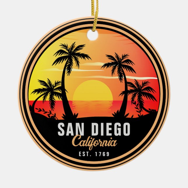 San Diego California Sunset Vacation Souvenirs 80e Keramik Ornament (Vorne)