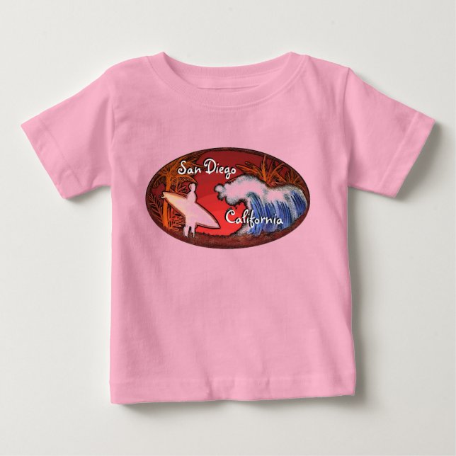 San Diego California surfer waves art baby outfit Baby T-shirt (Vorderseite)