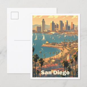 San Diego California USA Art Vintage Travel Postkarte