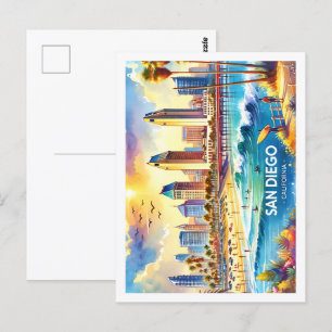 San Diego California USA Bekannter Place Wassercol Postkarte