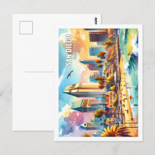 San Diego California USA Bekannter Place Wassercol Postkarte