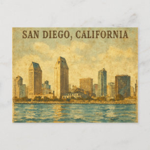 San Diego California Vintag Skyline Postkarte