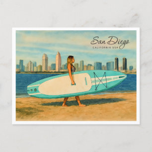 San Diego California Vintage Wasserfarbe Feiertagspostkarte