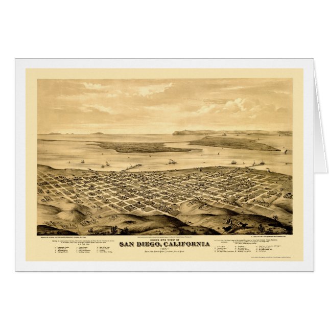San Diego, carte panoramique de CA - 1876 (Devant horizontal)