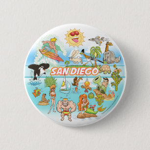 San Diego Cartoon Button