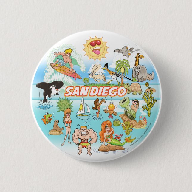 San Diego Cartoon Button (Vorderseite)