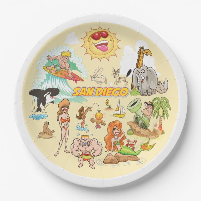 San Diego Cartoon Pappteller (Vorderseite)