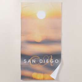 San Diego Golden Ocean Sunset Custom Strandtuch