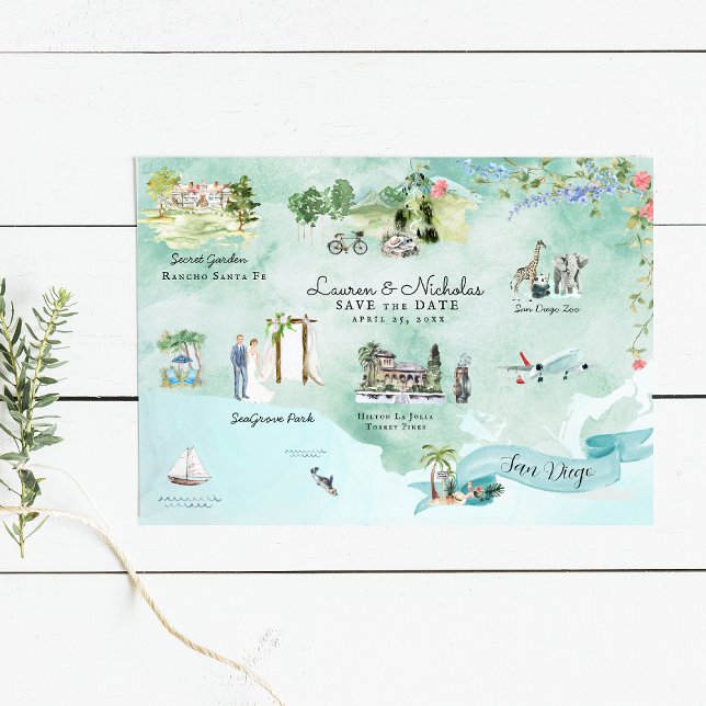 San Diego | Hochzeit in Urlaubsort Fahrplan Einladung (Von Creator hochgeladen)
