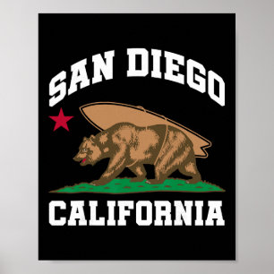 San Diego Kalifornien Bär Surfen Surfer Poster
