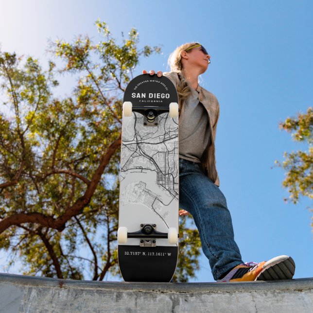 San Diego, Kalifornien City Map Skateboard (Außen 1)