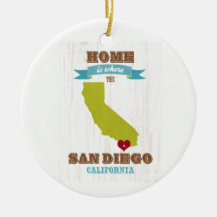 San Diego, Kalifornien Karte - Zuhause ist wo Keramikornament