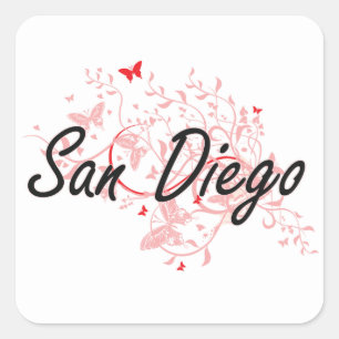 San Diego Kalifornien künstlerischer Entwurf Stad Quadratischer Aufkleber