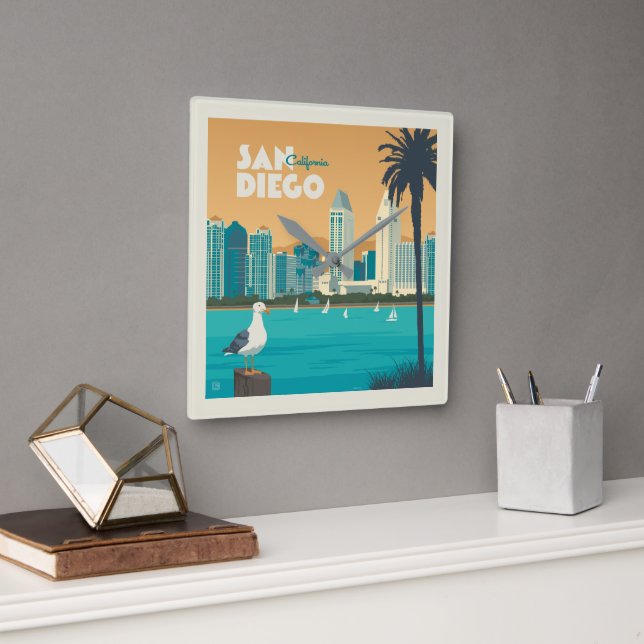 San Diego, Kalifornien Quadratische Wanduhr (Büro)