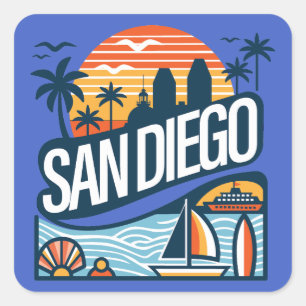 San Diego Kalifornien Quadratischer Aufkleber