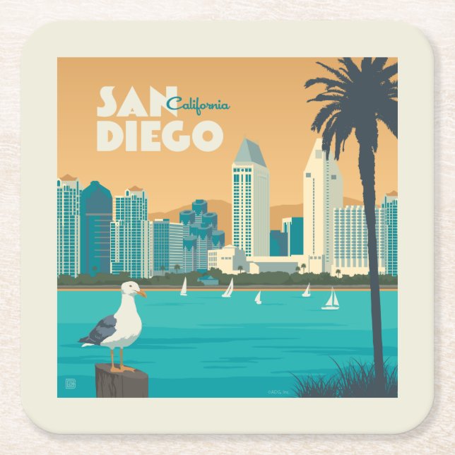 San Diego, Kalifornien Rechteckiger Pappuntersetzer (Vorderseite)