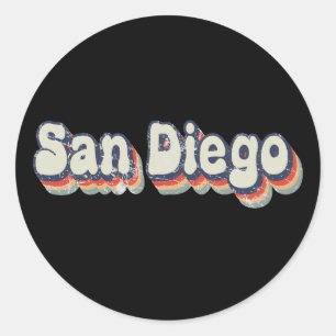 San Diego Kalifornien Retro abgenutzte Kunst Runder Aufkleber