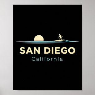 San Diego Kalifornien Retro-Surfboards Surfen Somm Poster