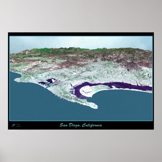 San Diego, Kalifornien, Satellitenposter Poster (Vorne)