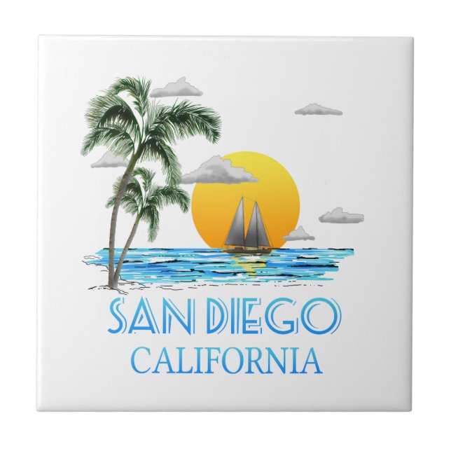 San Diego Kalifornien Segeln Fliese (Vorderseite)