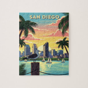 San Diego, Kalifornien Skyline mit Möwe