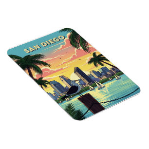 San Diego, Kalifornien Skyline mit Möwe Magnet