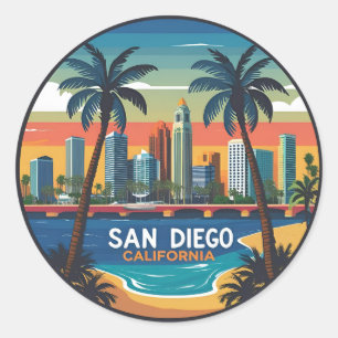 San Diego Kalifornien Skyline Runder Aufkleber
