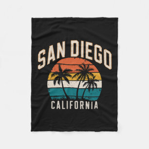 San Diego Kalifornien Sonnenuntergang Palmen Vinta Fleecedecke