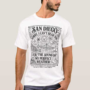 San Diego Kalifornien Sonnige Küstenlinie Landmark T-Shirt